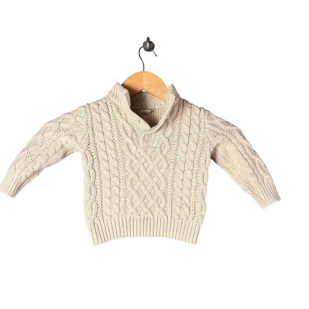 Baby Gap Cream Cable Knit Mock Neck Sweater – 12–18 Months
